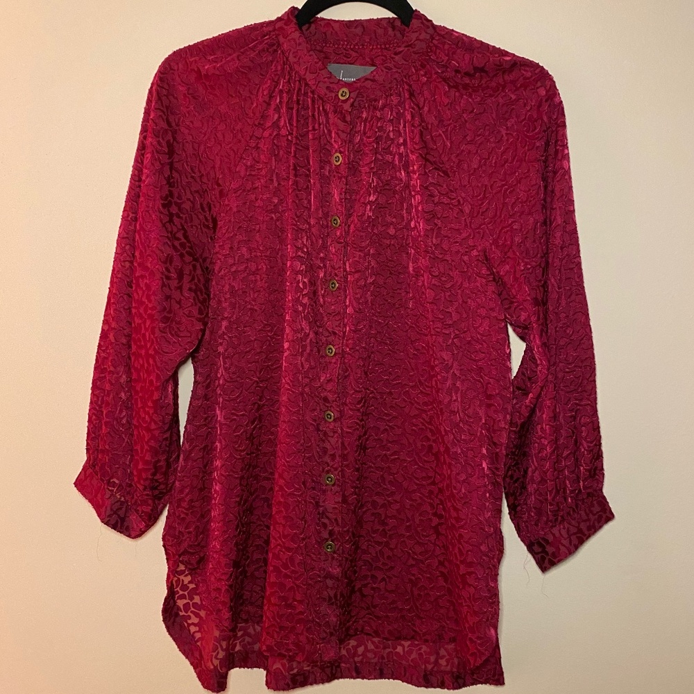 Anthropologie Susanna Burnout Velvet Buttondown